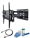Full-motion slimline wall mount Black Bracket with 473mm  extension-Double Arm fits 32 37 40 42 46 50 52 54 55 60 inch LCD / LED /  Plasma TV of ALL MAKES ALL MODELS comes with FREE GOLD HDMI CABLE AND  SCREEN CLEANING KIT