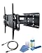 Full-motion wall mount Black Bracket with 473mm extension-Double Arm fits 32 37 40 42 46 50 52 54 55 60 inch LCD / LED / Plasma TV of ALL MAKES ALL MODELS comes with FREE GOLD HDMI CABLE AND SCREEN CLEANING KIT