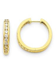 14k Yellow Gold Diamond Hinged Hoop Earrings. Carat Wt- 0.99ct. Metal Wt- 6.59g