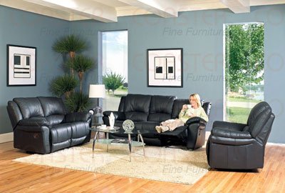 Promenade Collection Black Leather Sofa Ottoman Coffee Table