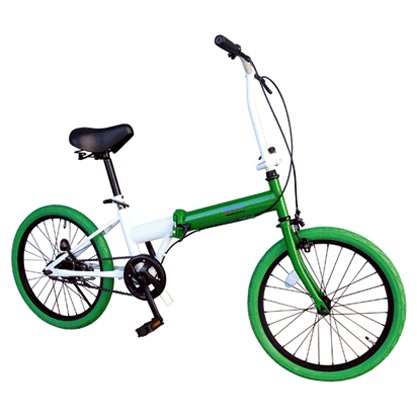 ALTedo 折りたたみ自転車 シティサイクル 20インチ ホワイト×グリーン