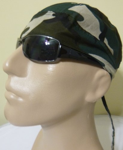 Camouflage Print Design Doo Rag Durag, Bikers Cap/ Head Wrap/ Skull Cap/ Bandana Wrap On Sale