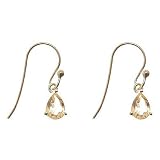 18kt Gold over Sterling Silver November Birthstone 5x7mm Genuine Citrine Pear Drop Earrings