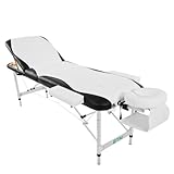 (BTM) Deluxe Lightweight Professional Massage Table Aluminium SALON Beauty Couch Bed Spa PHYSIOTHERAPY TATTOO Portable Folded 3 Section with Headrest Arm support and free Carrying Bag (BLACK, WHITE, RED, ORANGE, PURPLE) (WHITE1)