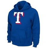 MLB Men's Texas Rangers Suede Tek Long Sleeve Hooded Fleece Pullover (Deep Royal, X-Large)