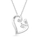 Women's Argentium Mom and Baby Diamond Heart Pendant Necklace (0.01 cttw, I-J Color, I2 Clarity)