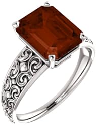 Platinum 10.00x8.00mm Emerald Cut Mozambique Garnet Ring -- LIFETIME WARRANTY