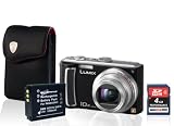 Panasonic Lumix DMC-TZ5 Noir - PACK - Etui Original Tonino Lamborghini Stilllife en vrai cuir, batterie Photoprimus pour CGA-S007 1200mAh - ExtreMemory Carte mémoire 4GB SDHC Classe 6 -
