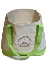 Peace Sign 12 oz. Canvas Boat Tote in Lime Green
