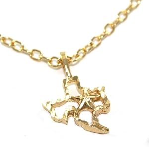 24k Gold Layered GL Texas State Charm Necklace with Star - 18 chain Lifetime Warranty! Comes... by Western Earrings