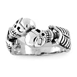 Sterling Silver 2 Skeletons Ring - Sizes 9 to 14