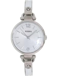 Fossil Georgia Three Hand Stainless Steel And Leather Watch - White Es3259