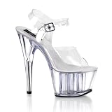 6 1/2 Inch Womens Sexy Shoes Stiletto High Heel Platform Slide Clear Ankle Strap