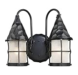 Landmark Lighting 382-BK Rustica 2 Light Outdoor Wall Light in Matte Black with Scavo Glass glass Landmark Lighting 382-BK Rustica 2 Light Outdoor Wall Light in Matte Black with Scavo Glass glass