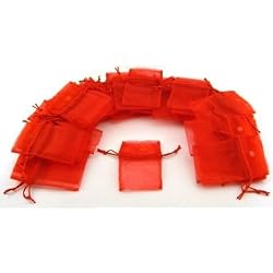 48 Jewelry Red Organza Drawstring Pouches Gift Bags 2.75x3"