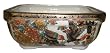 Chinese hand painted double walled porcelain bonsai planter pot - gold filigree birds and flowers design