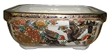 Chinese hand painted double walled porcelain bonsai planter pot - gold filigree birds and flowers design