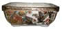Chinese hand painted double walled porcelain bonsai planter pot - gold filigree birds and flowers design