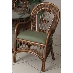St. Lucia Indoor Rattan Arm Chair in Antique Finish Fabric: Banana Bay Chili