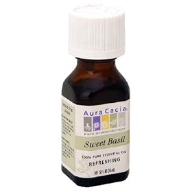 Aura Cacia Pure Aromatherapy 100% Pure Essential Oil, Sweet Basil, Refreshing, 0.5-Ounces (Pack of 2)