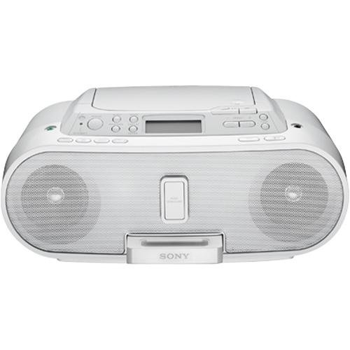 Sony Boombox with CD Player, AM/FM Radio, and iPod Dock White.