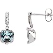 14K White Gold Swiss Blue Topaz and Diamond Earrings