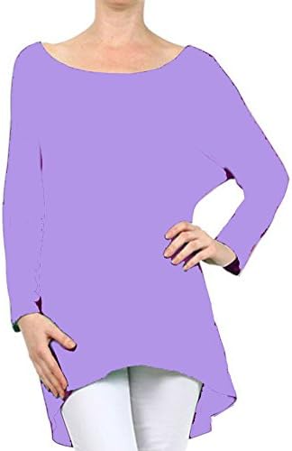 Women's Rayon Span High Low Tunic,Large,Lavender