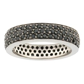 Sterling Silver Black Cubic Zirconia Eternity Band Ring by Charles Winston