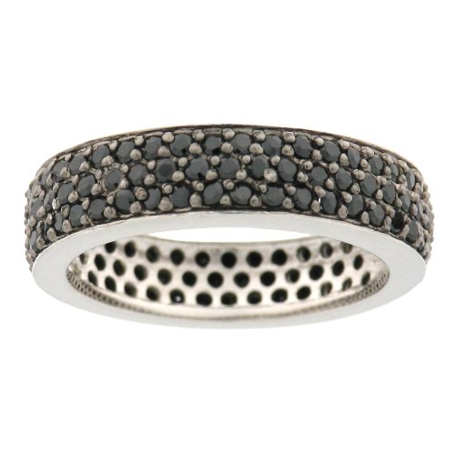 41GvCVYL0lL Sterling Silver Black Cubic Zirconia Eternity Band Ring by Charles Winston