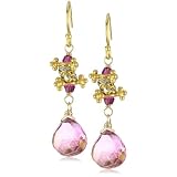 Diane Yang Aasha Small Fuchsia and Pink Quartz Drop