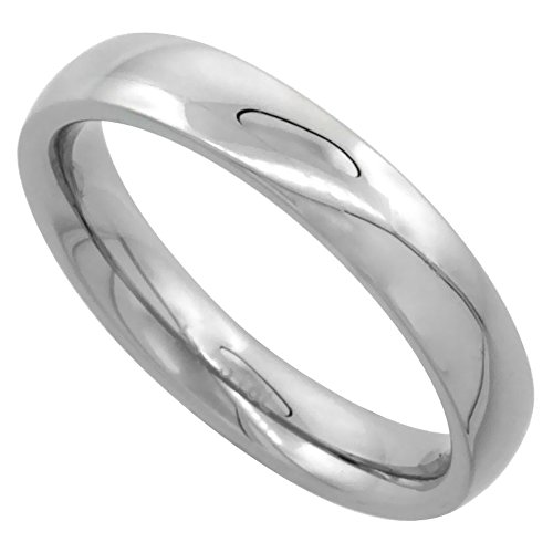 Surgical Steel Plain Wedding Band / Thumb Ring 4mm Domed Comfort-Fit High Polish, sizes 5 - 12