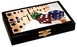 Double 6 Dominoes in deluxe wooden case - 28 tiles