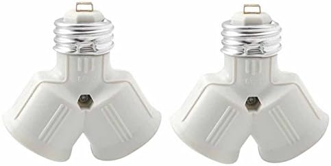 E26/E27 to 2×E26/E27 Light Bulb Socket Splitters For LED CFL and Standard Bulbs, Light Socket Converter and adapter, Pack of 2