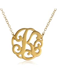 Gold Plated Sterling Silver Small Monogram Initial Necklace, 18"