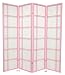 6ft. Double Cross Japanese Shoji Folding Privacy Screen Room Divider - 4 Panel Pink