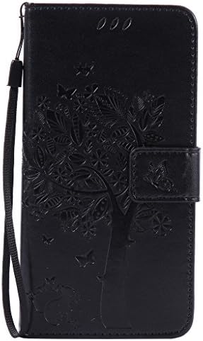 Huawei P9 Lite Case [with Free Screen Protector],Asukaparadise PU Leather Flip Magnetic Closure Wallet [Card Slots] Stand Butterfly Tree Cat Impressed Design Case For Huawei P9 Lite