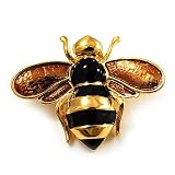 Gold Plated Bee Pin (Black & Light Brown)