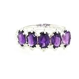 Sterling Silver Ladies 5 Stone Amethyst Ring - Finger Sizes L to Z Available