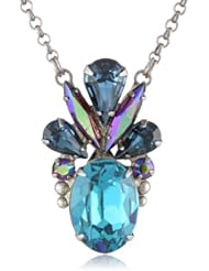 Sorrelli "Northern Lights" Deco Style Oval Crystal Silver-Tone Pendant Necklace, 16.88"
