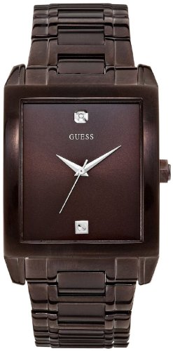 Guess U0102G1 41mm Diamonds Brown Steel Bracelet & Case Mineral Men's Watch