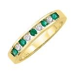 10K Yellow Gold 0.14 ct. Diamond and 1/4 ct. Emerald Fashion Ring