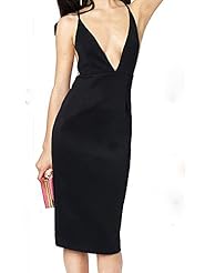 Sexy V-neck Backless  Cotton Evening Dress  With a Bow(s)