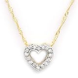14k Yellow Gold Diamond Heart Pendant with Chain (0.10 cttw, I, SI)