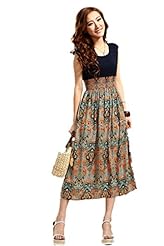 Cotton/Polyester Sleeveless Floral Print Summer 2015  Dress