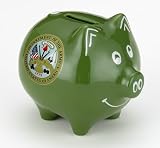 United States ARMY Military Piggy Bank Safe Stoneware Savings Money Cash Box with Coin Slot