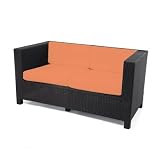 Monaco Love Seat in Espresso Fabric: Tuscan Orange