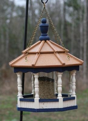 Small Hanging Spindle Fdr Ivory/Blue Trim