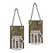 Stonebriar Rustic Natural Wood Mason Jar Wall Sconce Set with Hanging Loop, Set of 2,Brown