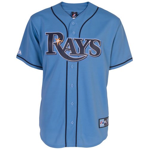 MLB Men's Tampa Bay Rays Columbia Short Sleeve 6 Button Synthetic Replica Baseball Jersey Spring 2012  (Columbia, Small)