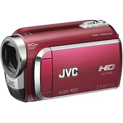 JVC GZ-HD300 REU Full HD Hybrid-Camcorder (microSD, 60 GB Festplatte, 20-fach opt. Zoom, 6,9 cm (2,7 Zoll) Display) rubin-rot
